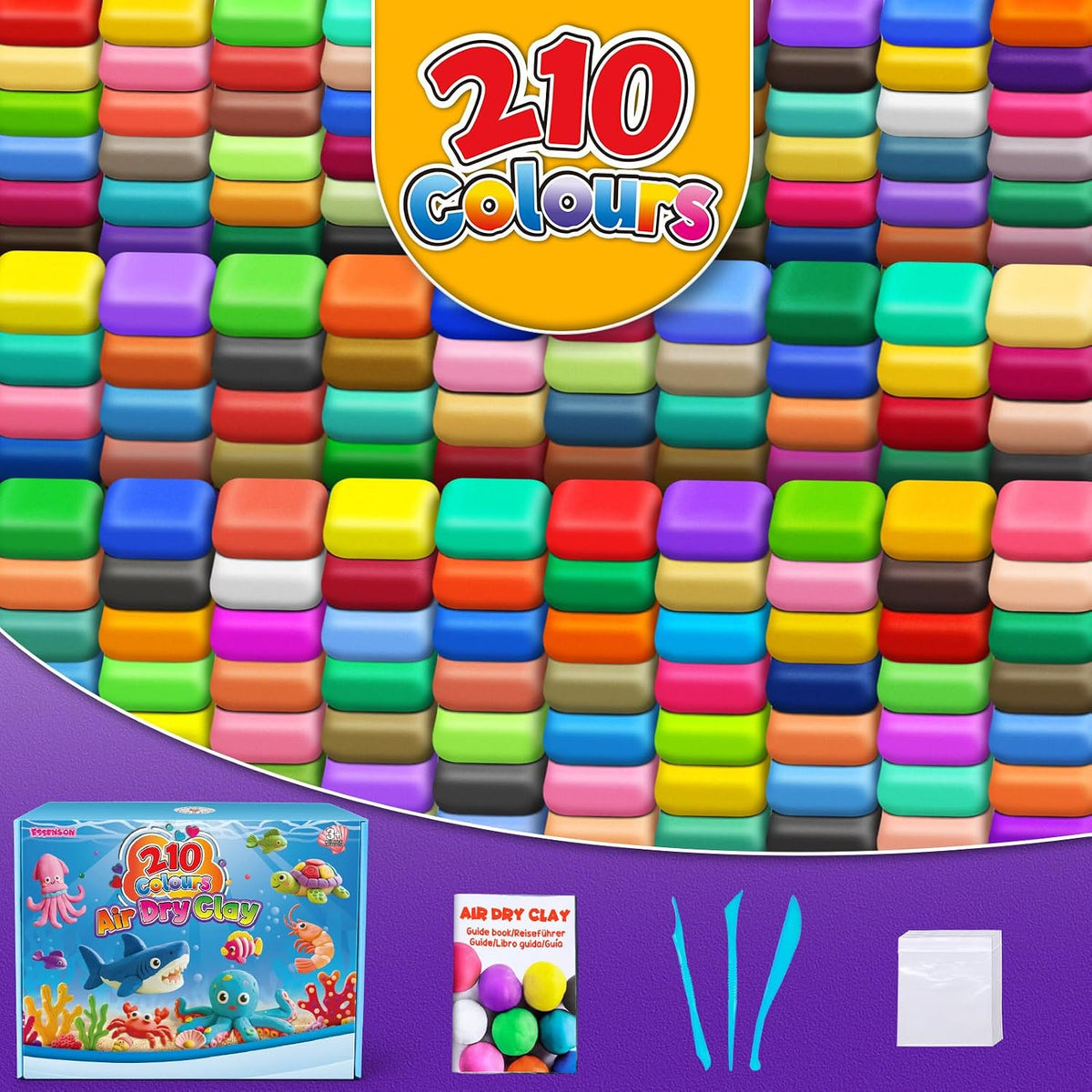 ESSENSON Air Dry Clay 150 Colors, Modeling Clay for Kids – Fun for Kids & Family - 210 Colors - image 2