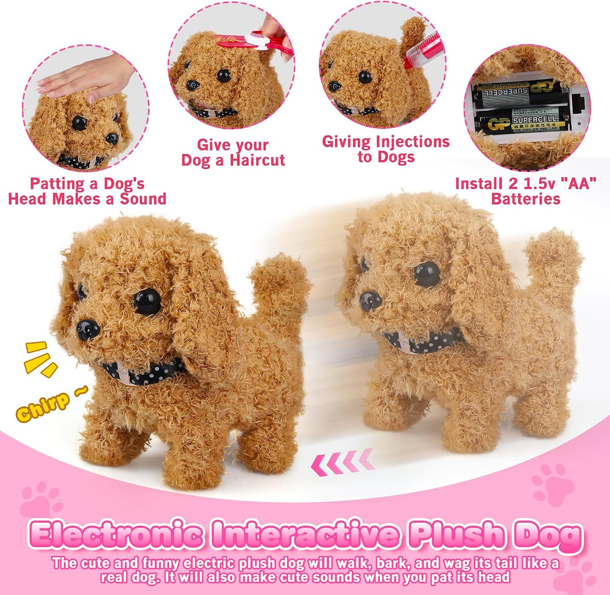 33PCS Toy Doctor Kit for Girls - Pink with Dog Toy - image 3