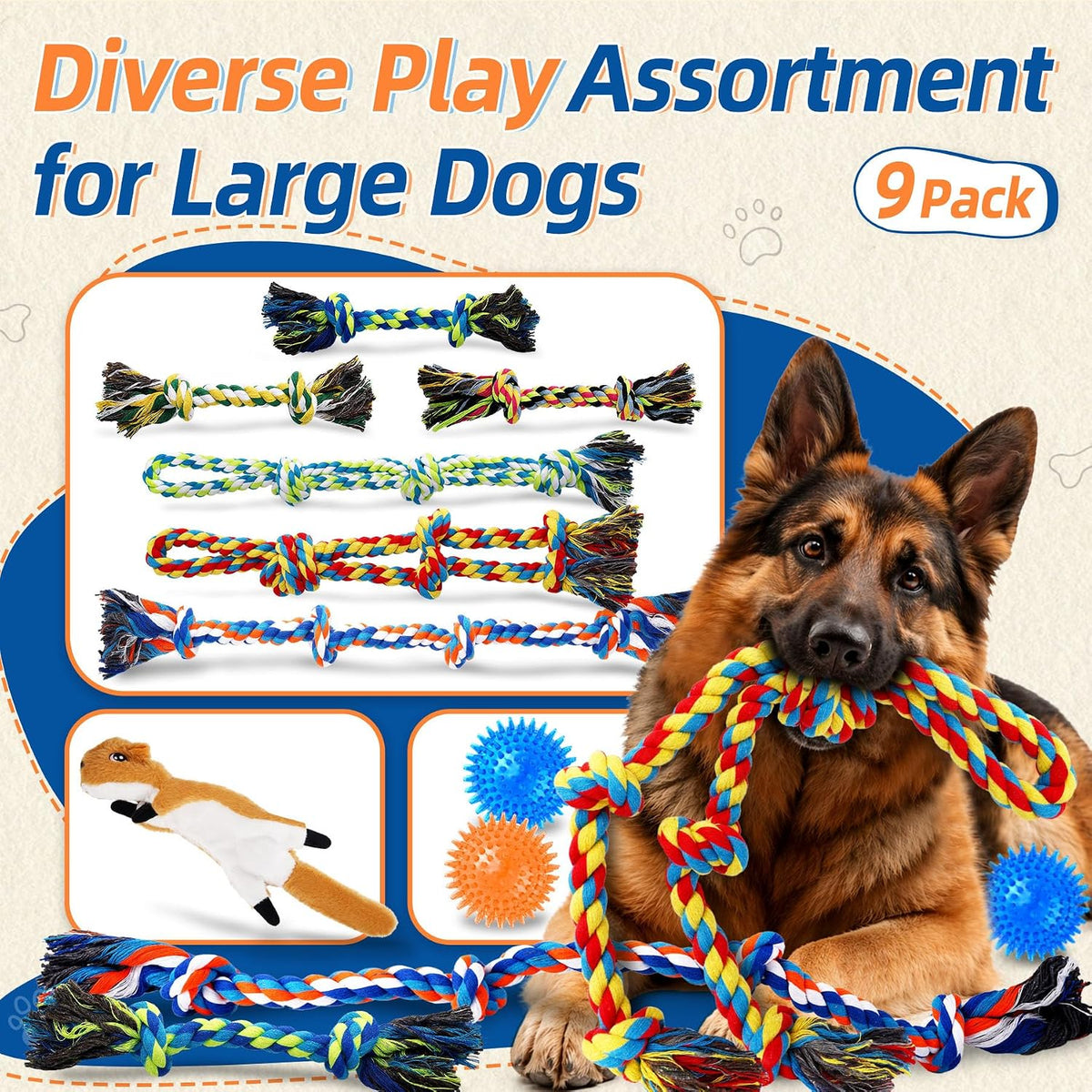 Forfon Tough & Strong Dog Rope Toy for Aggressive Chewers – Essentials for Dogs - Multiple colors - image 2