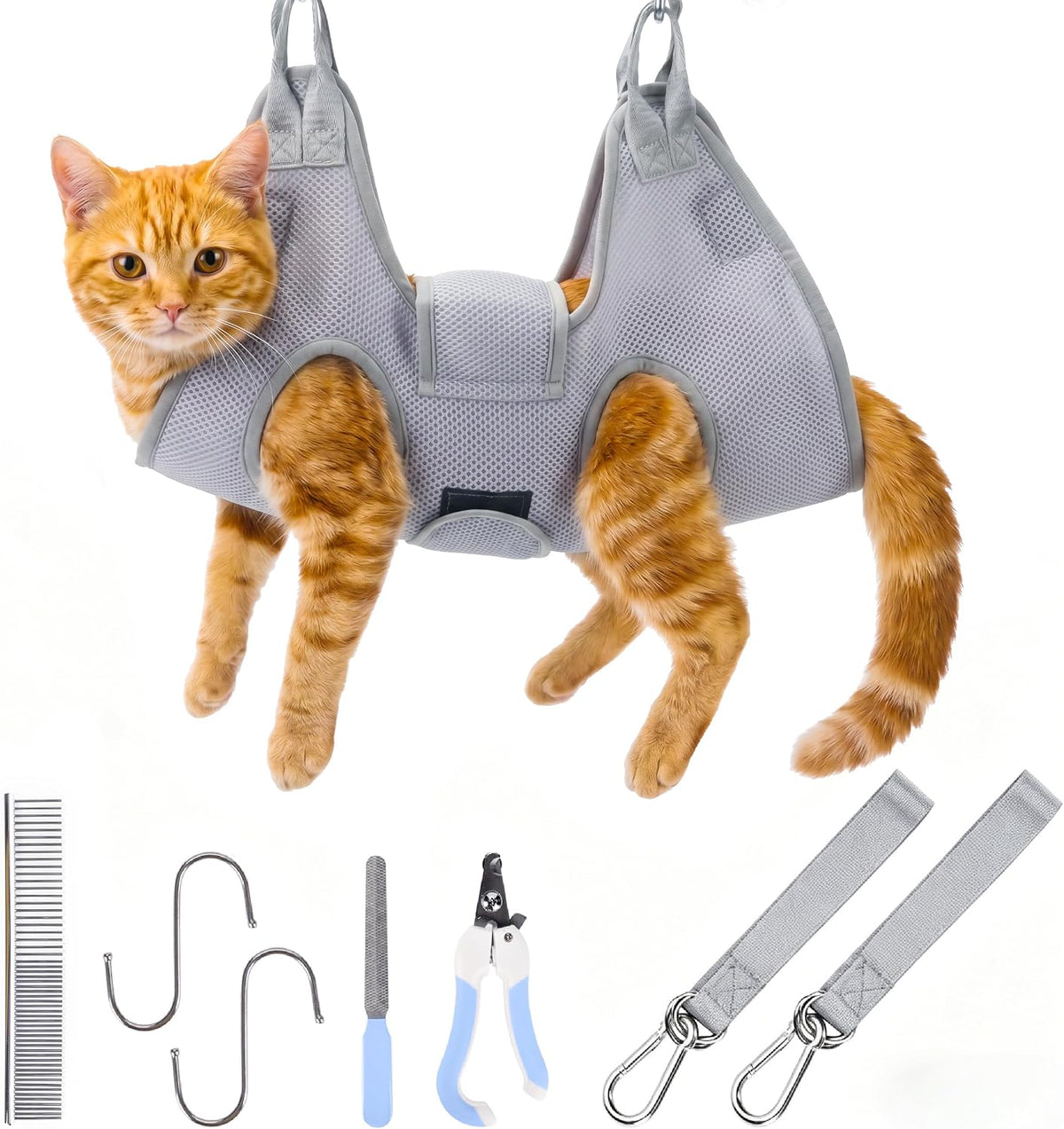 PatiencET Dog Grooming Hammock Kit – Essentials for Dogs - Gray / XS (12 LB Max)
