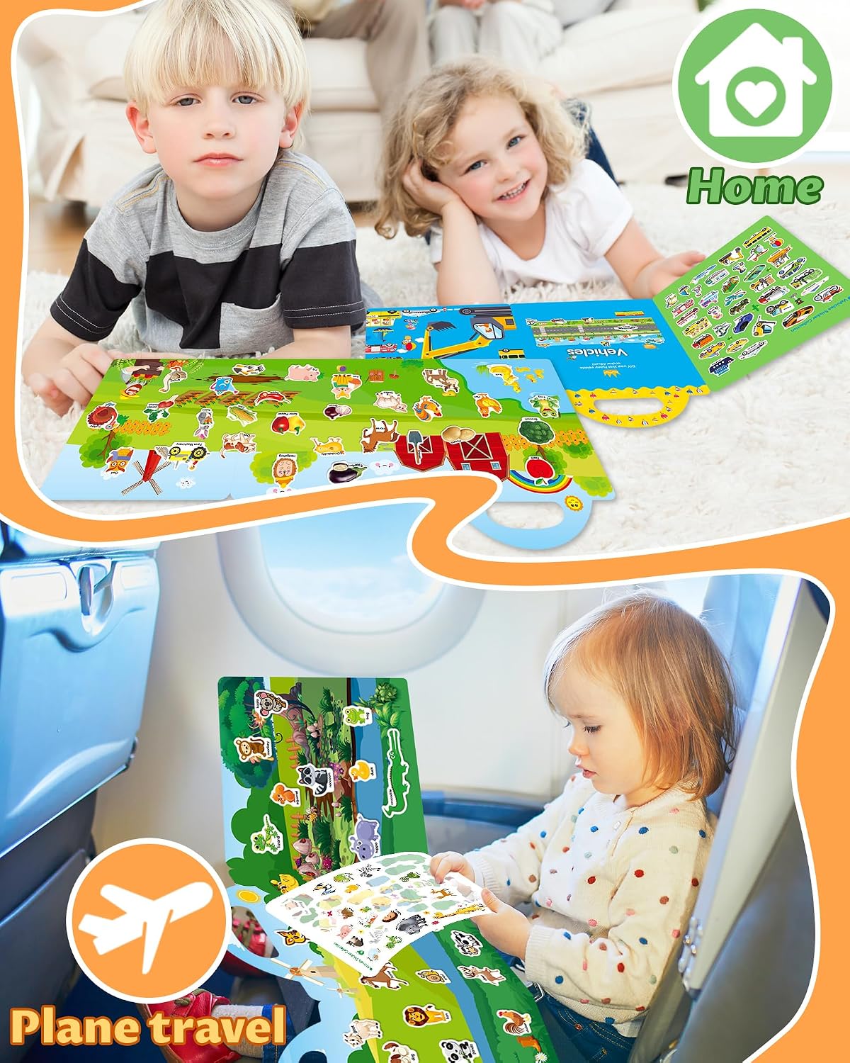 Walenced Reusable Sticker Book, Stickers for Kids - Vehicle+Animal+Farm - image 3
