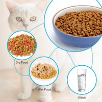 Ceramic Cat Bowls, Howise Pet Bowl Cat Dishes for Food and Water - Navy - image 2
