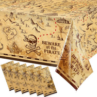 Irenare pirate tablecloth printed with a treasure map, skeleton, boat, mountain and treasure chest - view 4