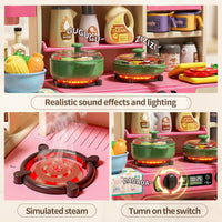 33.8IN Kids Kitchen Playset with Sound & Light - Pink - image 4
