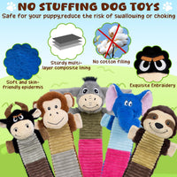2 Pack No Stuffing Dog Squeaky Toys - Donkey, Elephant, Cattle, Monkey, Sloth - image 2