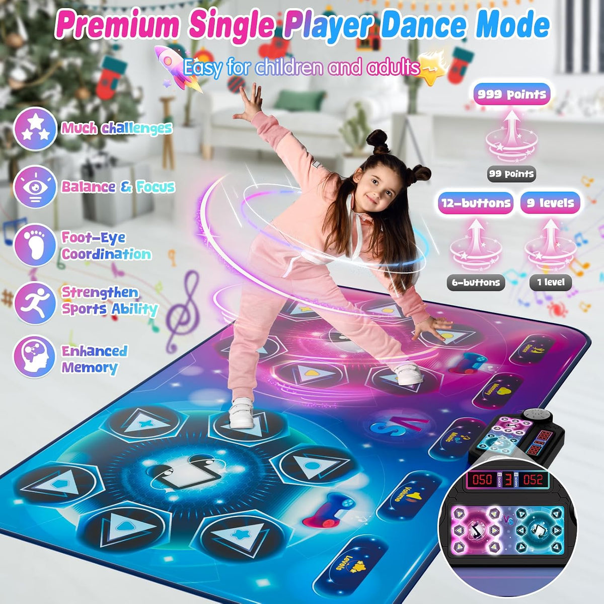 maysida Dance Mat Toy Gift for Kids ages 3-12 - Purple - image 4
