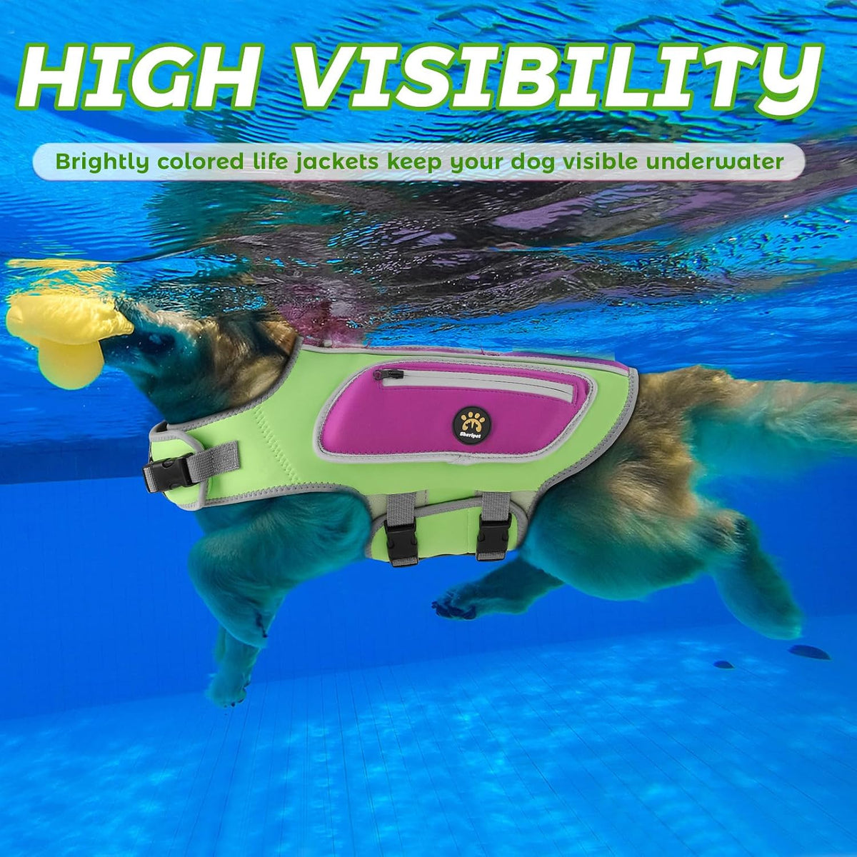 Dog Life Vests for Boating and Swimming, Dog Life Jacket – Essentials for Dogs - Green / X-Large - image 4
