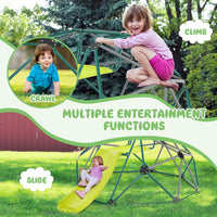 Costzon 8 ft climbing dome with slide for kids in green and yellow - view 7
