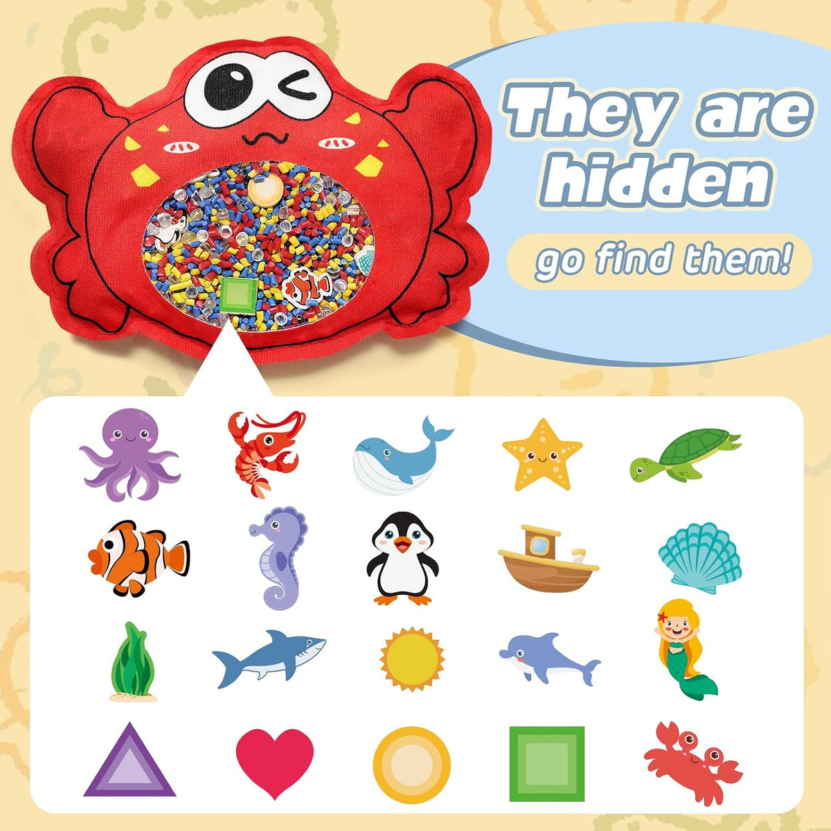 Joyreal seek and find busy bags shaped like a bear, ice cream and crab - view 4
