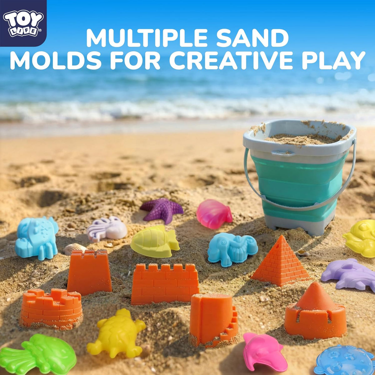TOY Life Beach Sand Toy Set with Dump Truck & Bucket, Ages 3-5 – Fun for Kids & Family - 32 Pcs Ocean-themed - image 4