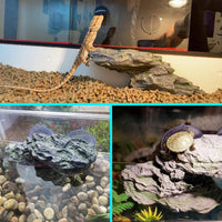 Turtle Basking Platform,Resin Bearded Dragon Basking Platform Reptile Habitat Cave Climbing Ramp - Slope / Light grey - image 3