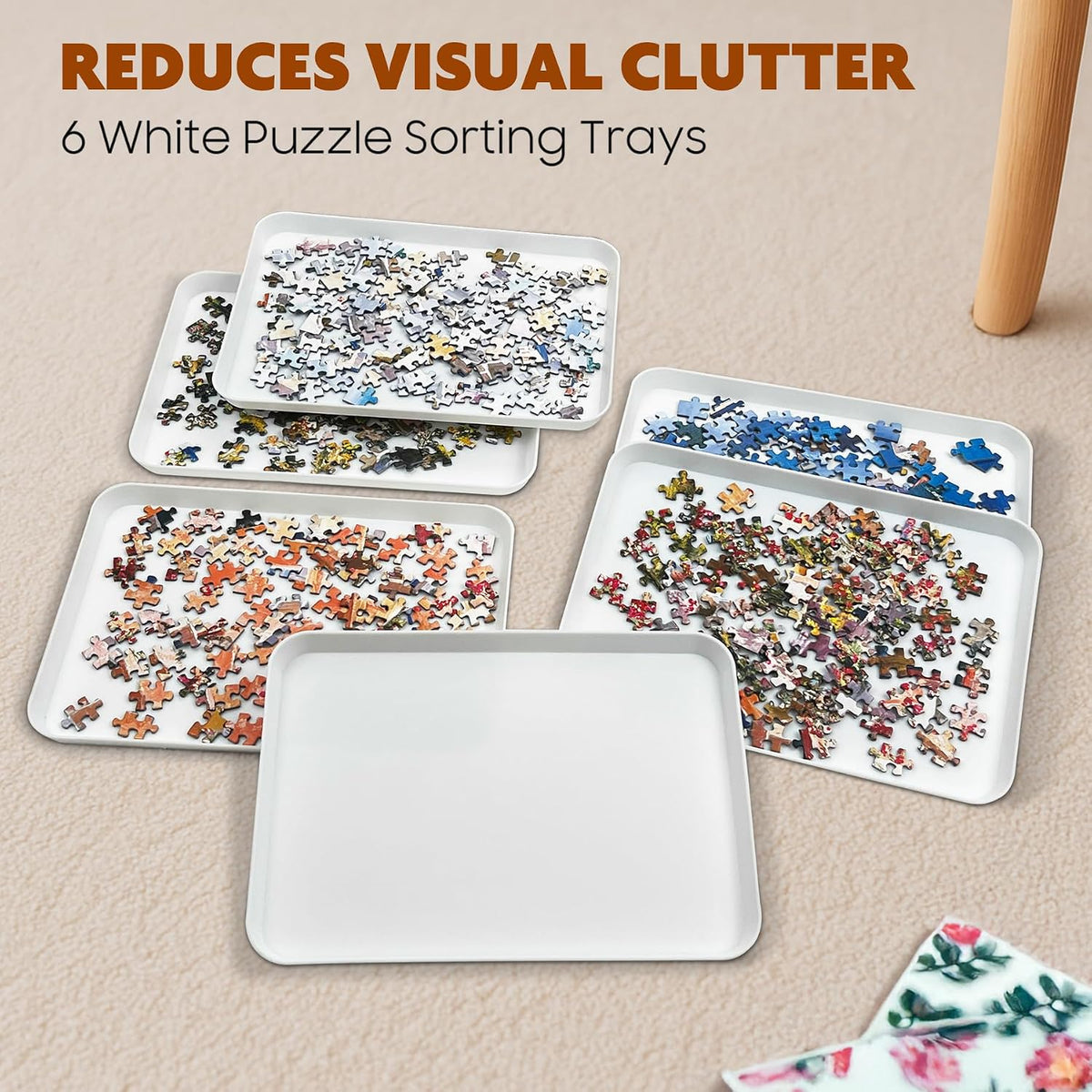 Nariolar extra-large stackable puzzle sorting trays in 6 colors - view 5