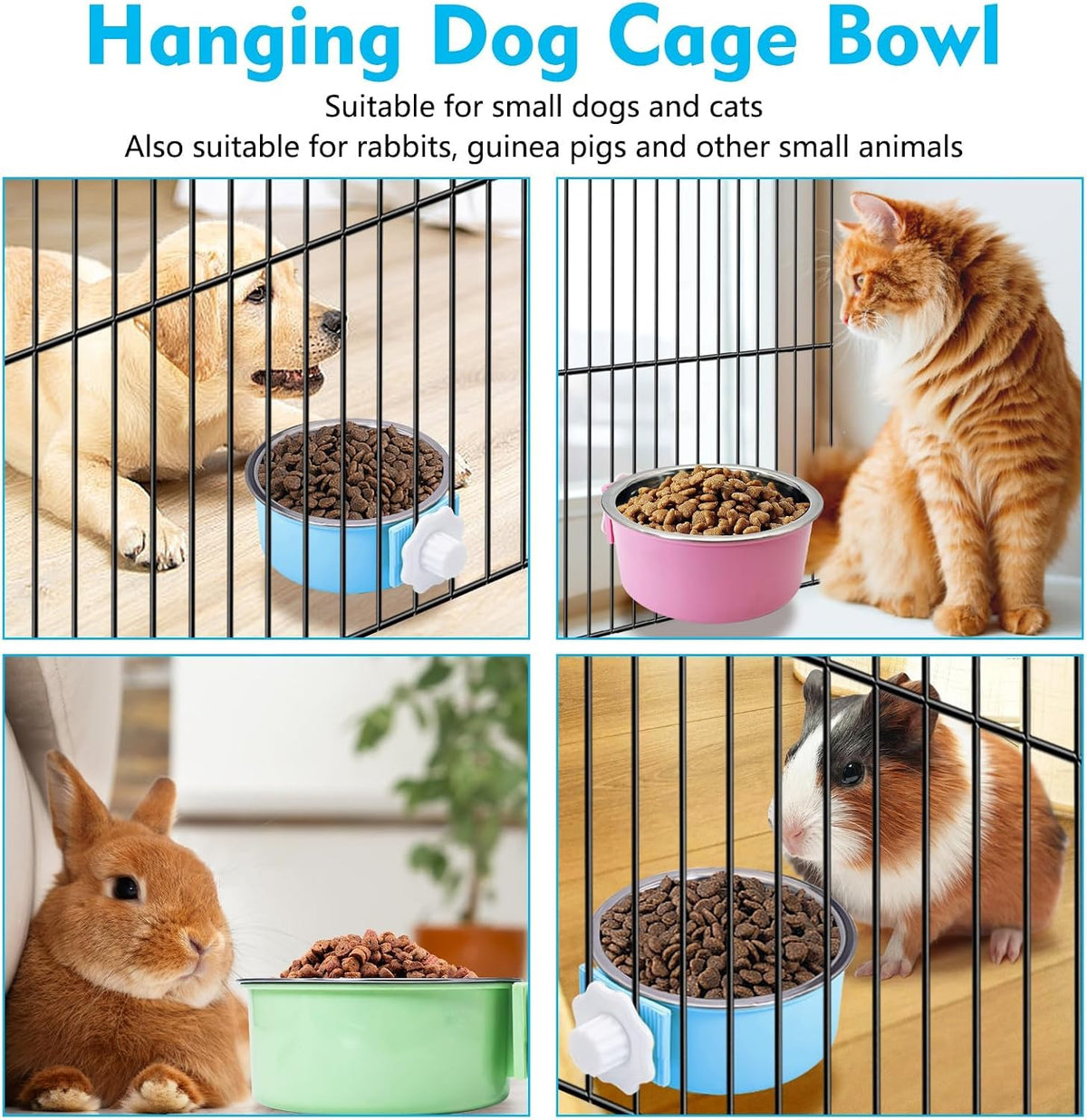 2PCS Stainless Steel Dog Bowls Set Removable Puppy Food and Water - 2 PCS / Size: M (Blue, Green) - image 4