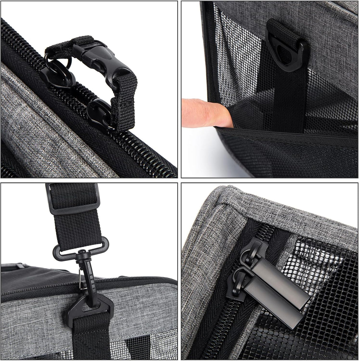 Wakytu TSA & Airline Approved Soft Pet Carrier for Cats/Dogs - 17.7"L x 11.0"W x 11.0"H / 1.0 Grey - image 3