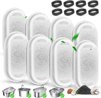 Cat Water Fountain Filter Replacement - 8 Filters & 8 Sponges