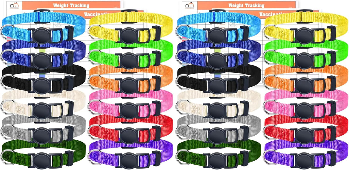 Puppy ID Collars, Super Soft Nylon Whelping Set - S (Pack of 2)