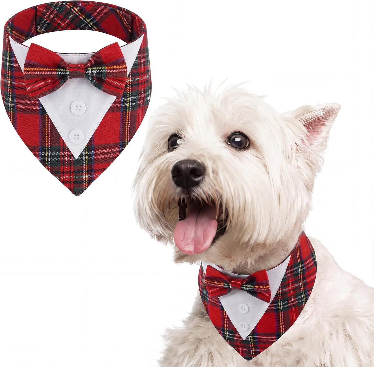 Dog Tuxedo for Small Dogs Valentines Bandana with Bowtie Wedding Tux – Essentials for Dogs - Christmas-Red / Small