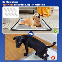 Dog Pee Pad Holder, Puppy Pad Holder Tray for 24'' x 24'' Training Pads, 15pcs Dog Potty Tray Set Include High Edge Silicone Mat & 6 Activated Charcoal Disposable Puppy Pads & 8 Holder Clamps