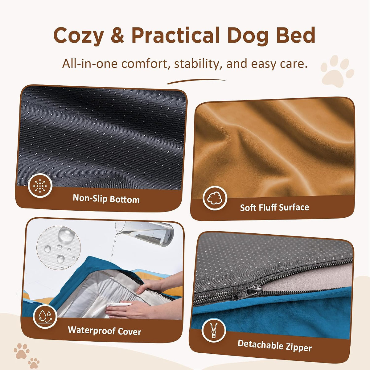 Comfort Expression Waterproof Orthopedic Dog Bed for Extra Large Dogs – Essentials for Dogs - 42.0"L x 30.0"W x 8.5"Th / Golden Harbor - image 4