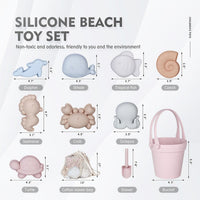 MarcZero 11Pcs Silicone Beach Toys, Bucket & Sand Toys - Pink - image 2