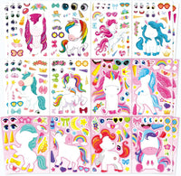 48PCS Halloween Make-a-face Stickers Halloween Characters Stickers - Unicorn