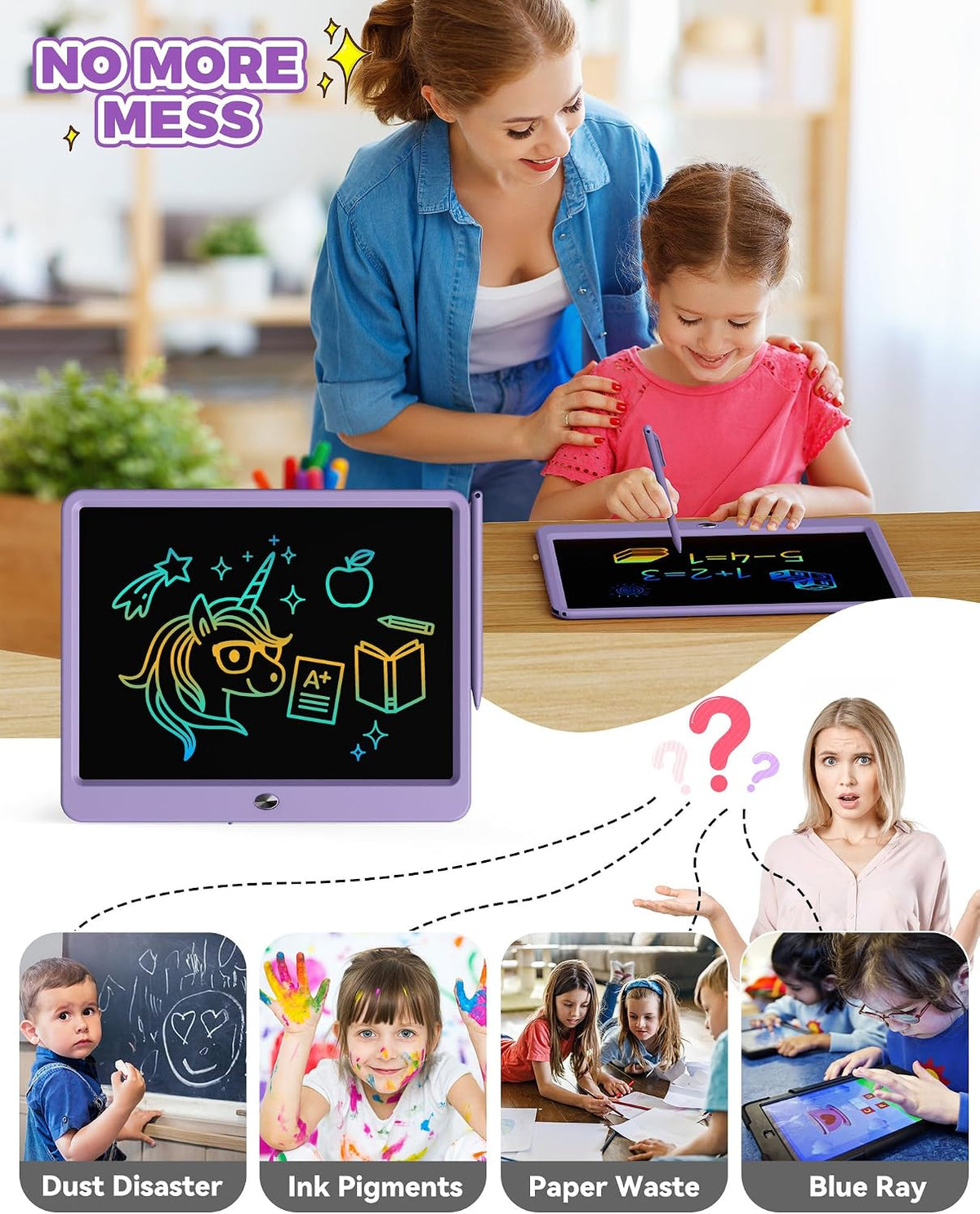 KOKODI 12 Inch LCD Writing Tablet with Anti-Lost Stylus - Purple / 15 inch - image 2