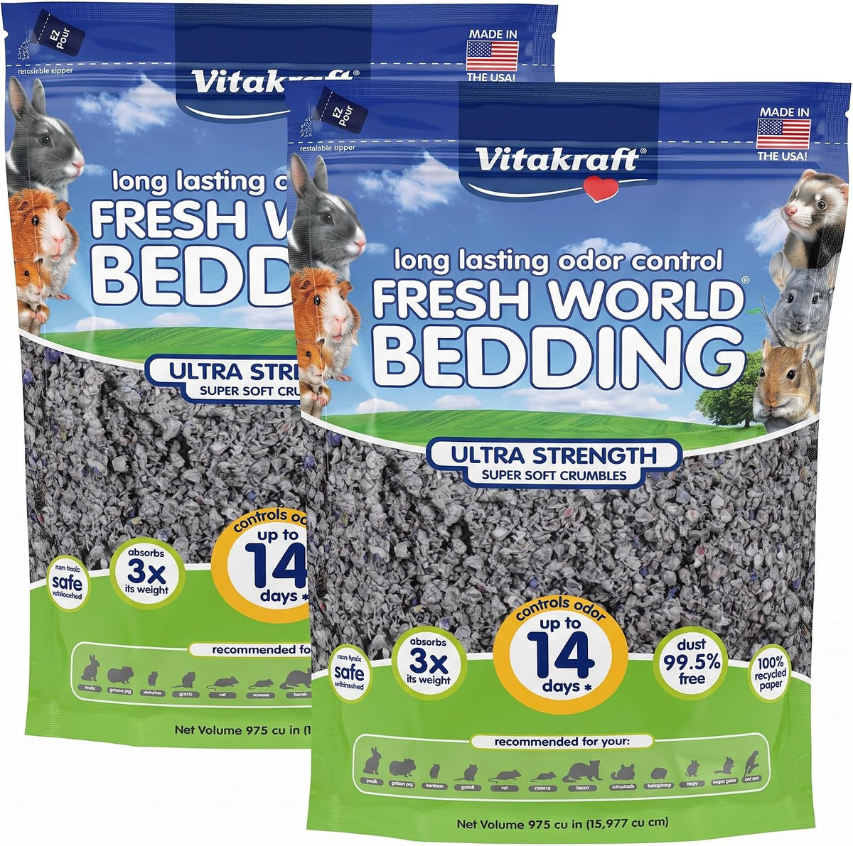 Vitakraft Fresh World Small Animal Bedding, Ultra Strength - 975 cu in (Pack of 2)