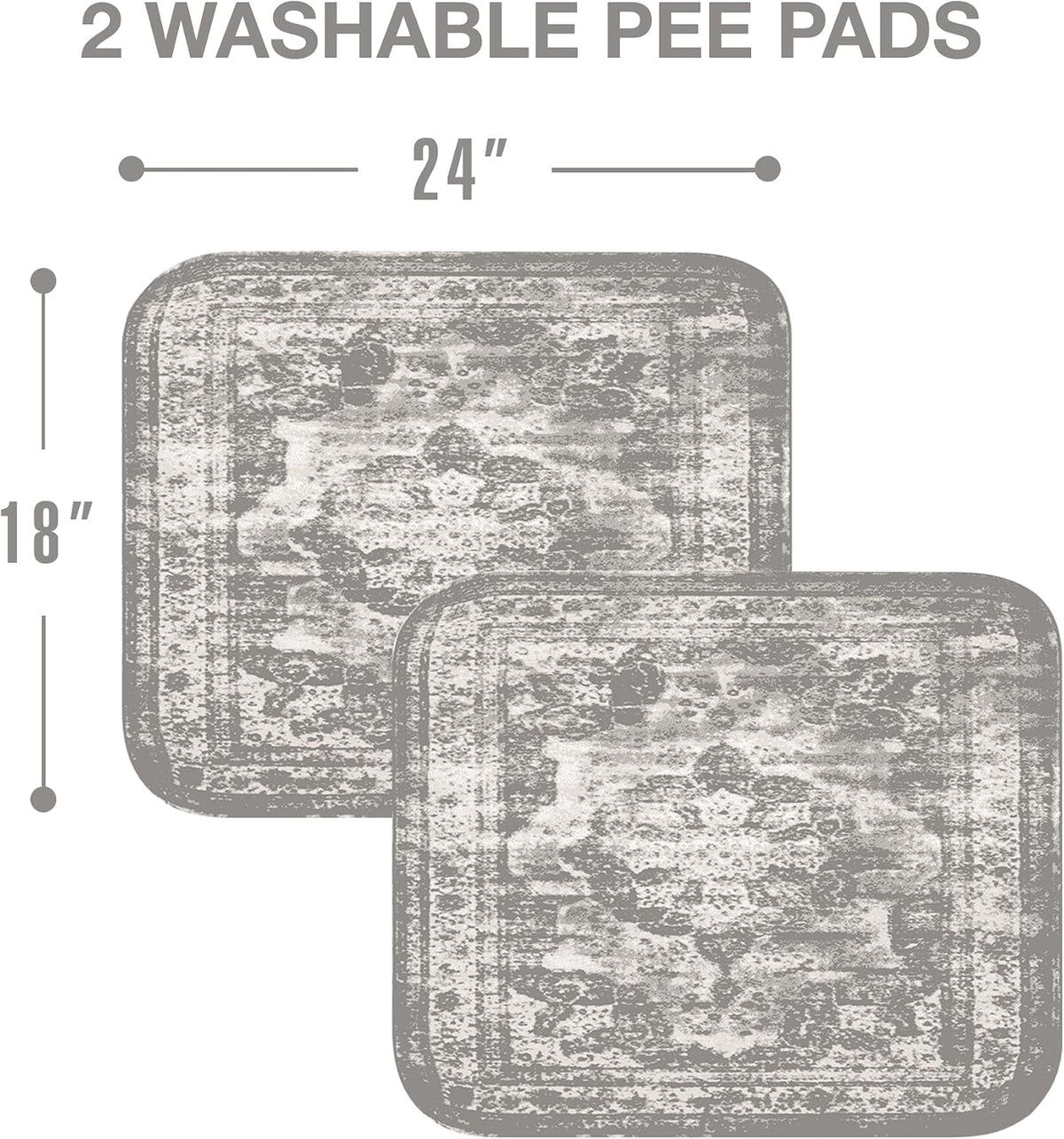 PUPIBOO Washable Pee Pads for Dogs and Cats - Vintage Grey / 18 x 24 Inch (Pack of 2) - image 2