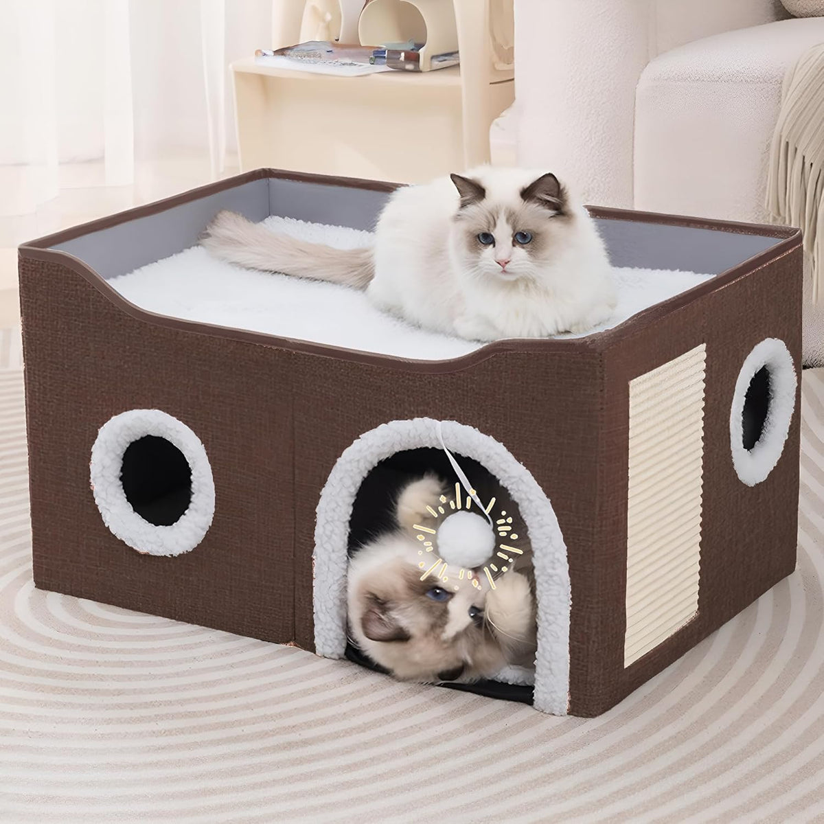 Loyareal Cat Houses for Indoor Cats - L / Dark Brown