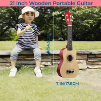 Jakeloo 21 inch pink wooden acoustic guitar with 4 strings for beginners - view 14