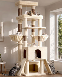 Globlazer Z78 Heavy Duty Cat Tree for 20lbs Large Adult Cats - Beige / 78 inch