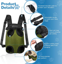 Pet Dog Carrier Backpack Adjustable Front Carrier for Small Dog Cat – Essentials for Dogs - Army Green / Large (8-12lbs) - image 2