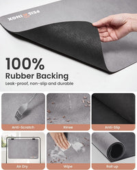 PEISAINOX Cat Dog Food Mat - Light Grey / 16"x27" - image 3