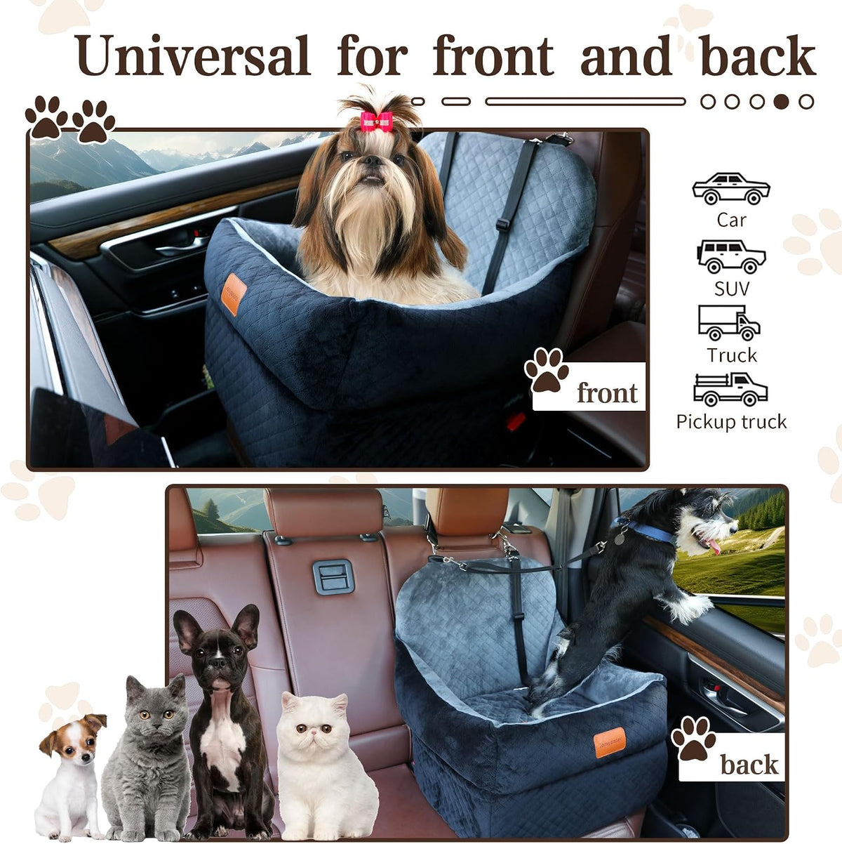Dog Booster Car Seat for Small/Medium Dogs up to 30 lbs - black - image 4