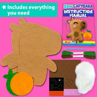 KRAFUN Beginner Sewing Kit, Sew Kitten & Mouse, Pre-Cut Felt - Capybara - image 2
