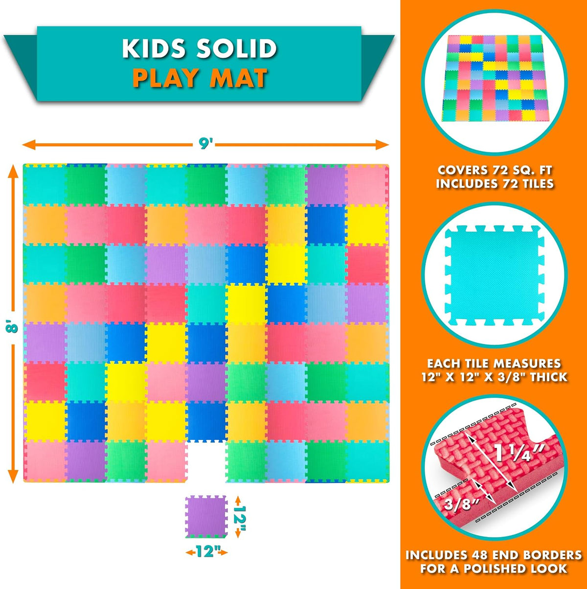 ProSource Play Mat, Soft Foam Floor Tiles for Kids - image 2