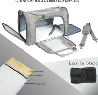 Soft Sided Carrier for Small Medium Cats Dogs - 17.0"L x 11.0"W x 11.0"H / Grey - image 2