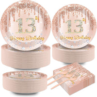 CHUNNIN 200 PCS Gone Fishing Party Plates Napkins Fishing Tableware - 13th Birthday