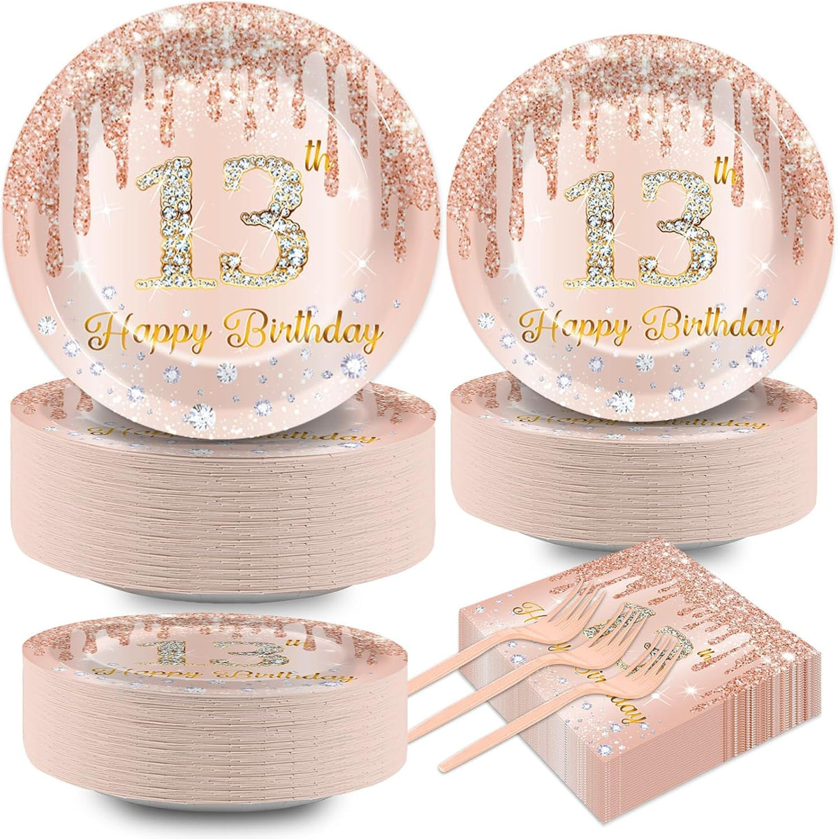 CHUNNIN 200 PCS Gone Fishing Party Plates Napkins Fishing Tableware - 13th Birthday