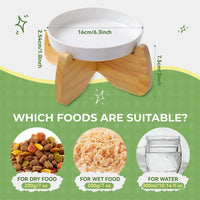 Ceramic Slow Feeder Cat Bowl 6.3" Wide – Essentials for Cats - Raised Flat Bowl (1 Pack) - image 2