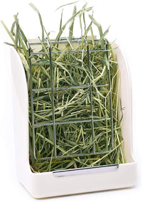 CalPalmy Hay Feeder for Rabbits, Guinea Pigs, and Chinchillas - 5 1/2" x 3" x 7 3/8" (1-Pack) / White