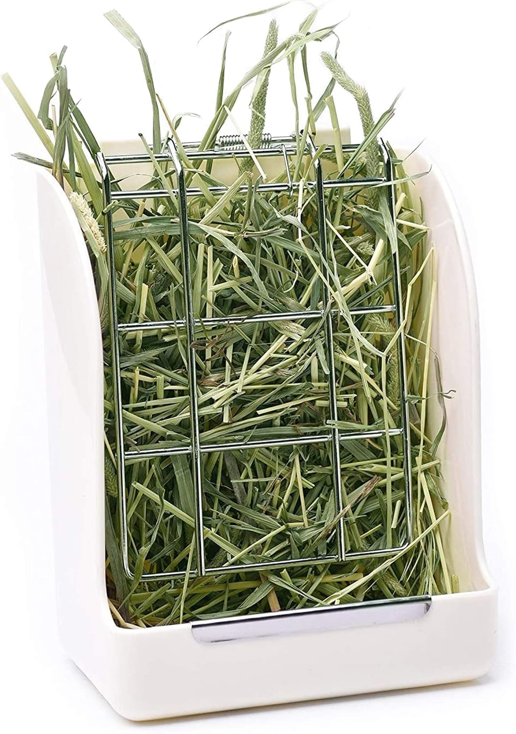 CalPalmy Hay Feeder for Rabbits, Guinea Pigs, and Chinchillas - 5 1/2" x 3" x 7 3/8" (1-Pack) / White