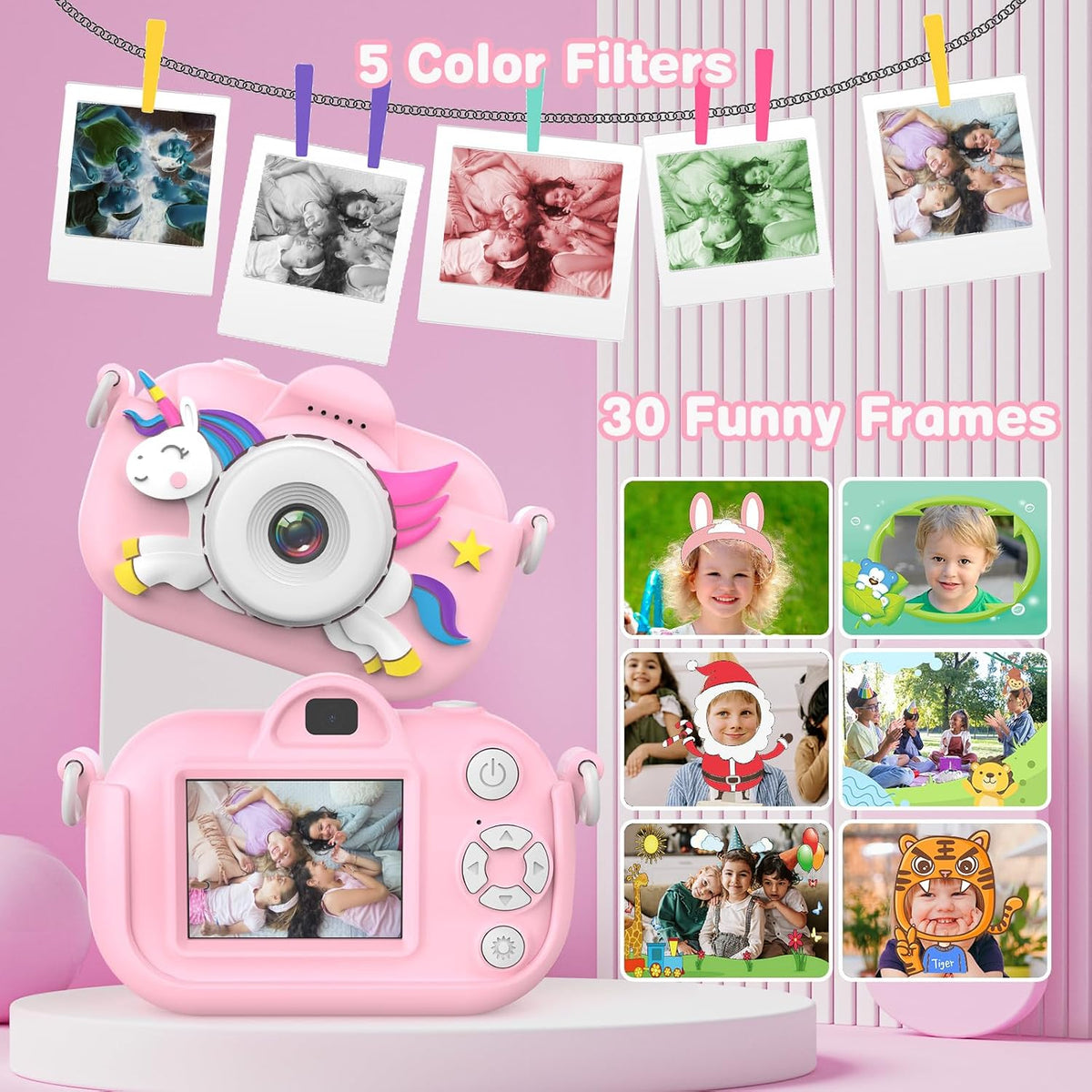 Kids Camera Toddler Toys for Girls Boys Aged 3-12 - Pink - image 4