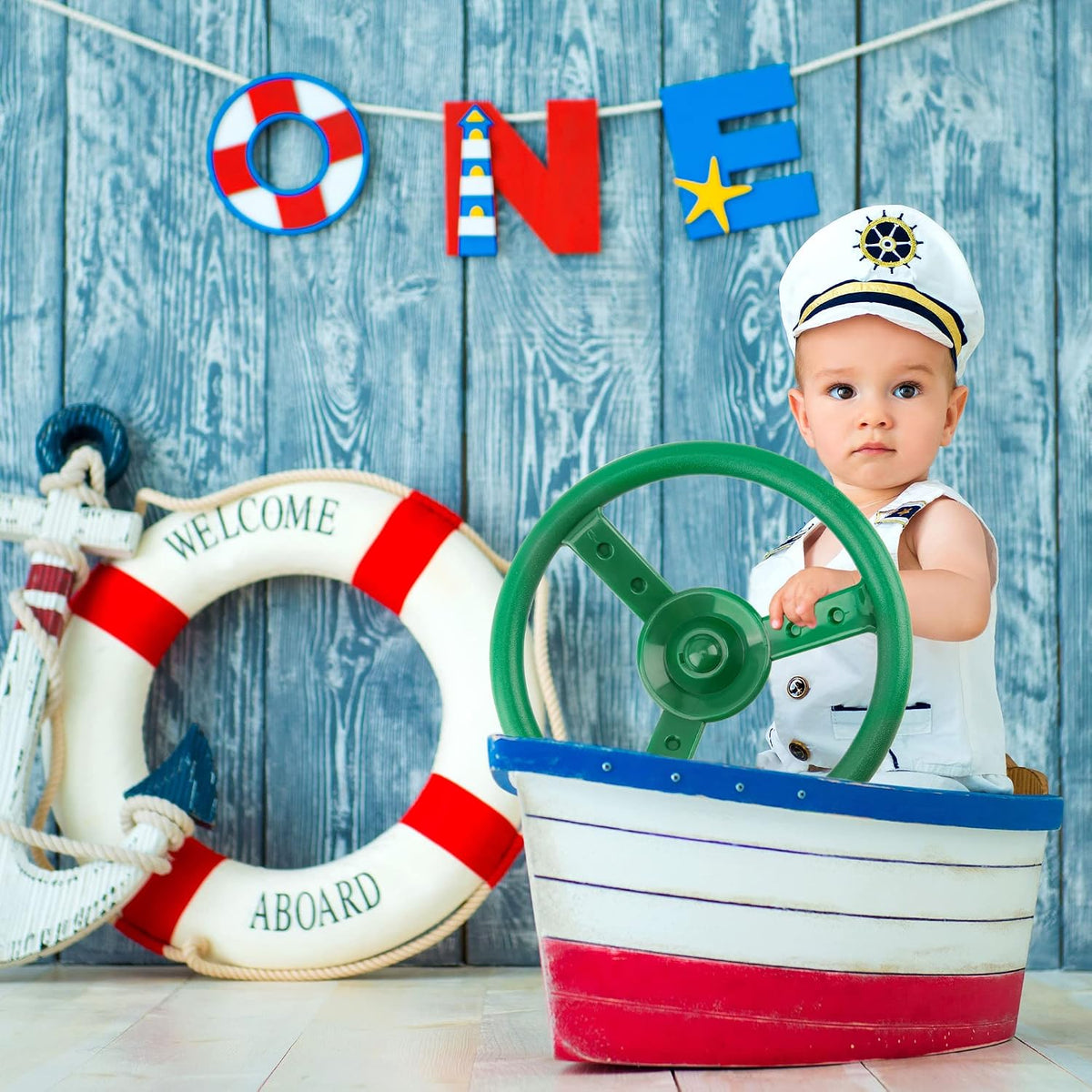 Haconba 10 inch blue plastic playground steering wheel with mounting hardware - view 16