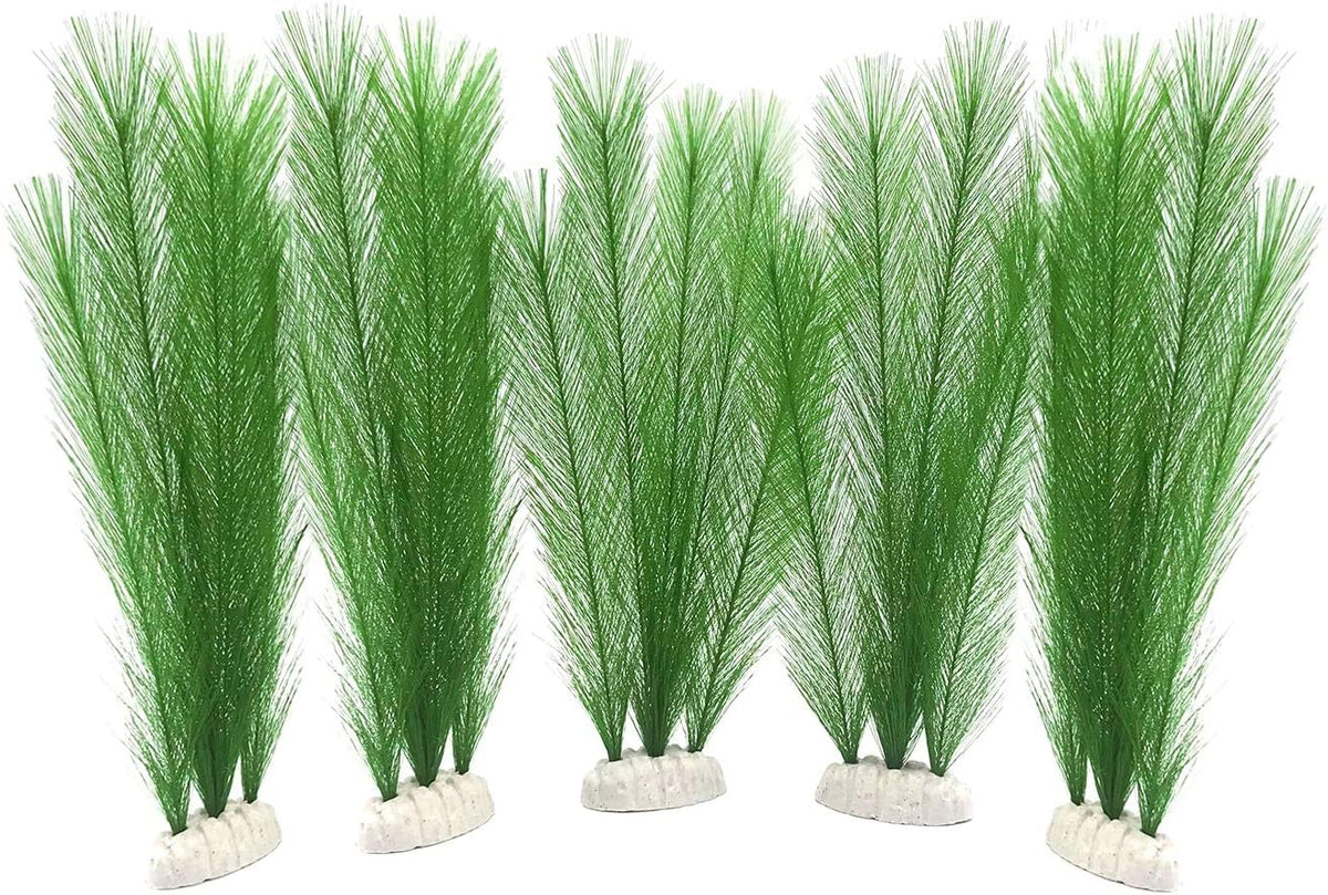 Aquarium Decorations 3Pcs Fish Tank Artificial Green Water Plants - 11", 5 Pcs, Green