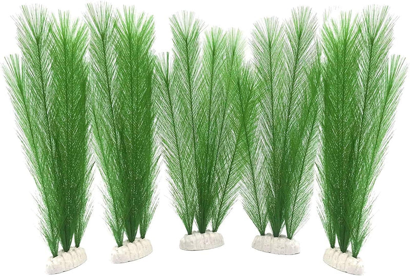 Aquarium Decorations 3Pcs Fish Tank Artificial Green Water Plants - 11", 5 Pcs, Green