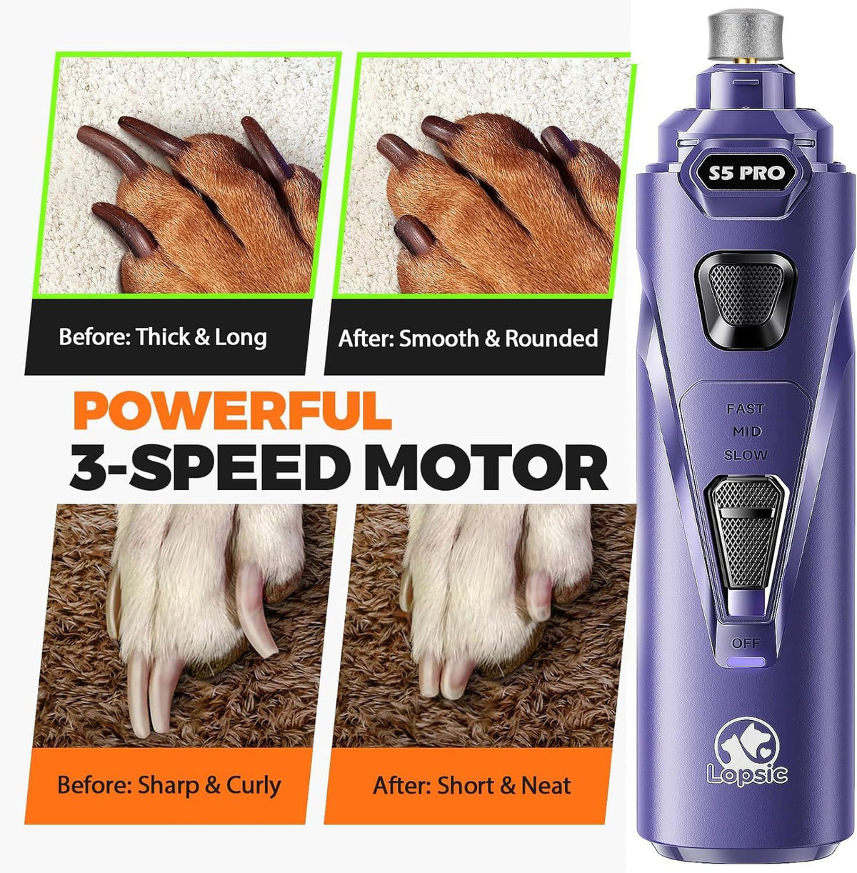 Whisper Quiet Dog Nail Grinder Safe & Stress-Free for Sensitive Dogs - Blue - image 4
