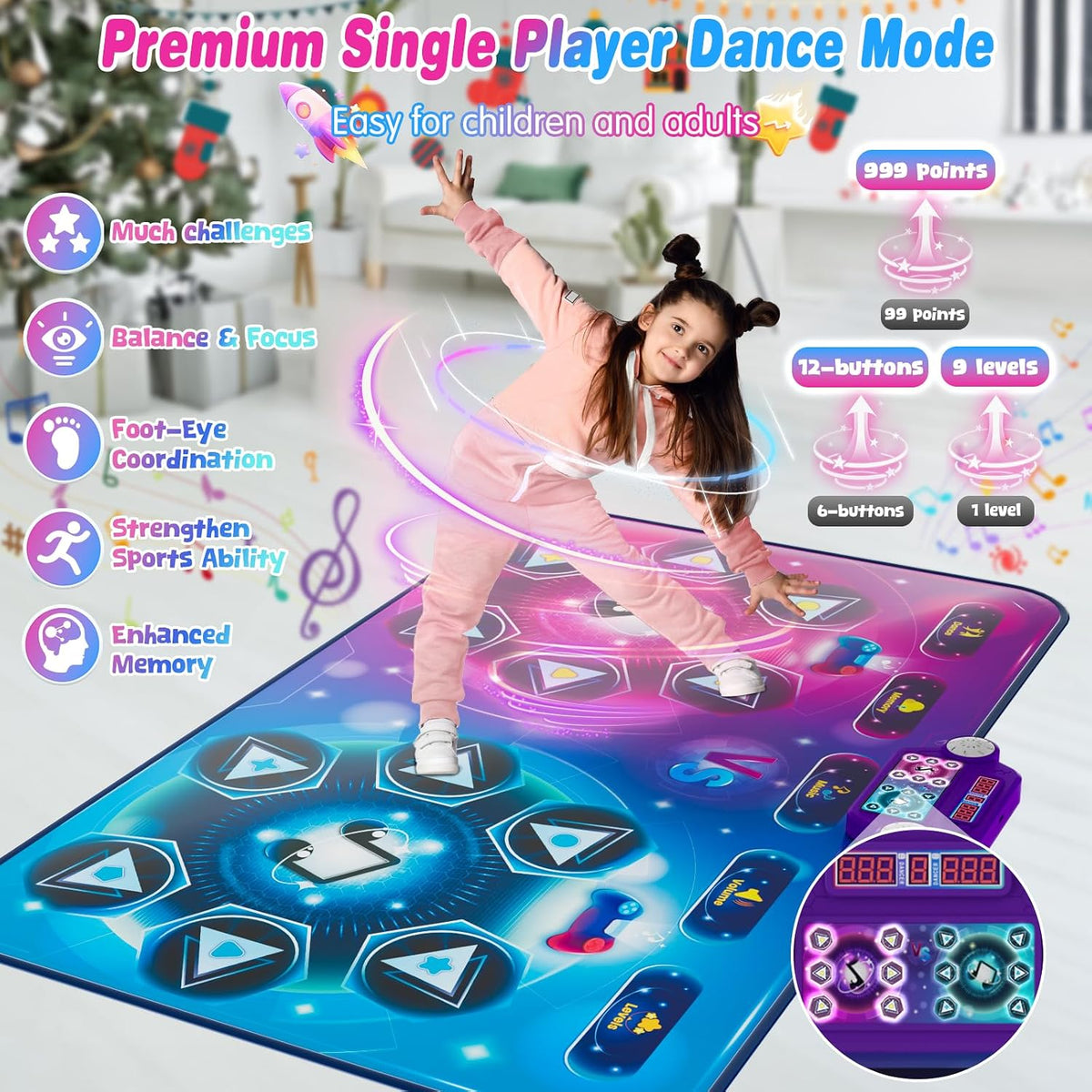 maysida Dance Mat Toy Gift for Kids ages 3-12 - Blue - image 4