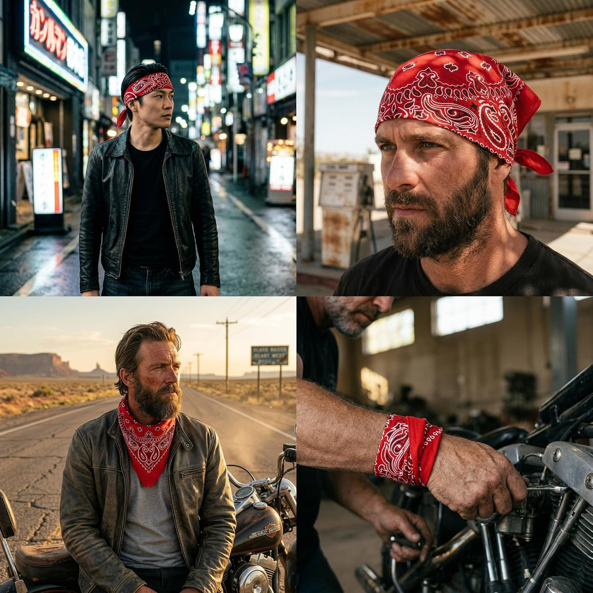 Premium Soft Cotton Bandanas Pack for Men and Women Paisley 22 x 22 - Pack of 4 Original Red - image 4