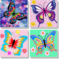 4 Pack Butterfly Paint by Number for kids Wooden Frame - BKH07+BKH08+BKH56+BKH58